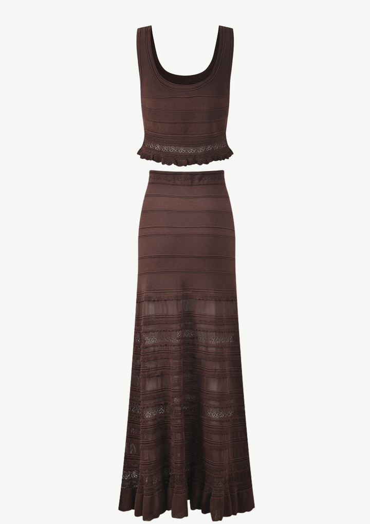 Lace Knit Maxi Skirt Set