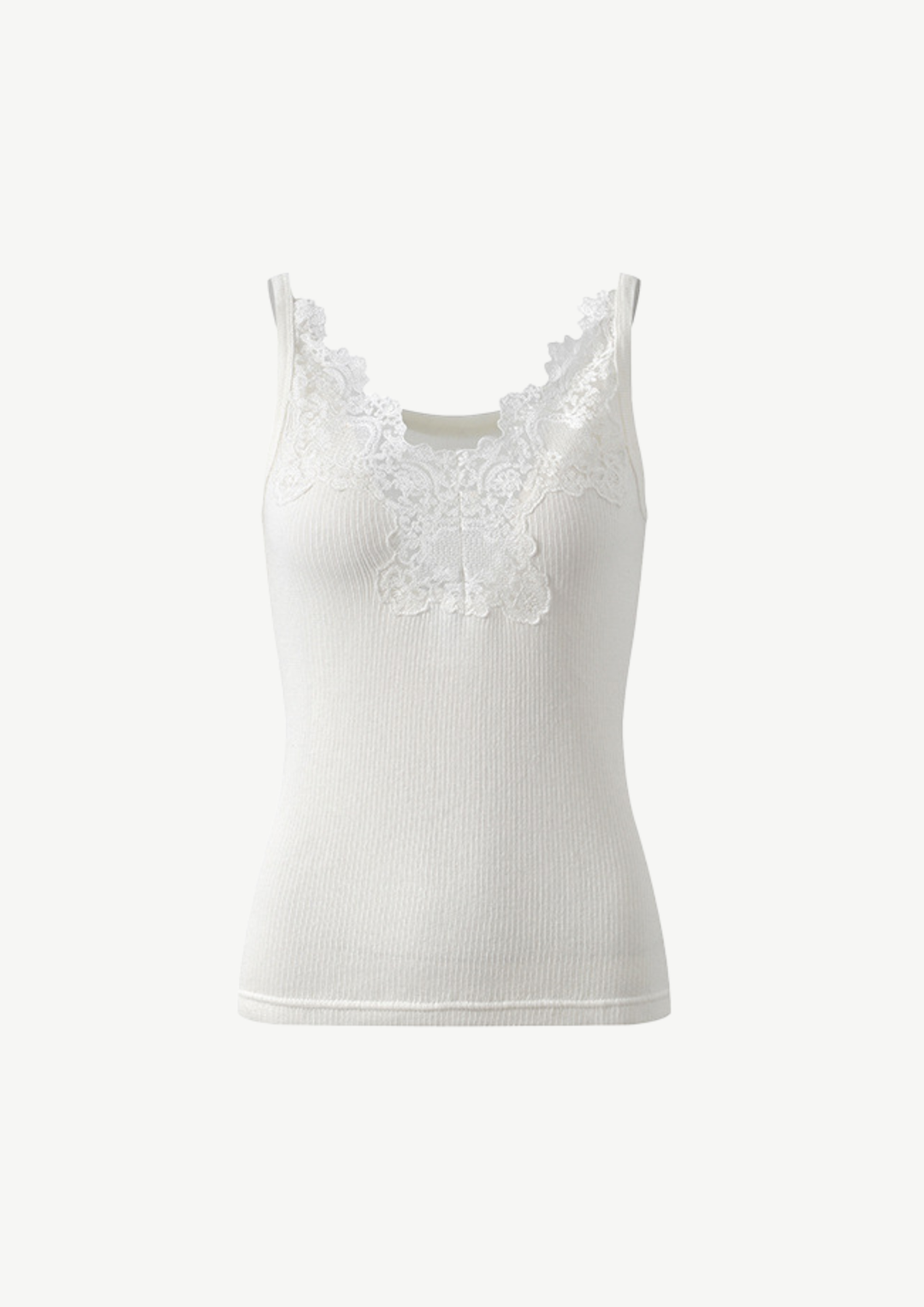 Lace Trim Ribbed Knit Tank Top