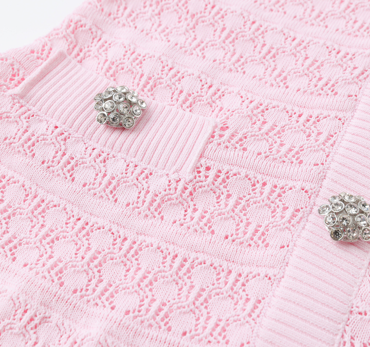 Blush Crystal Button Knit Dress