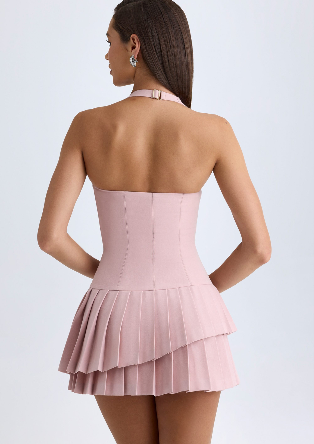 Rosa Pleated Halter Mini Dress