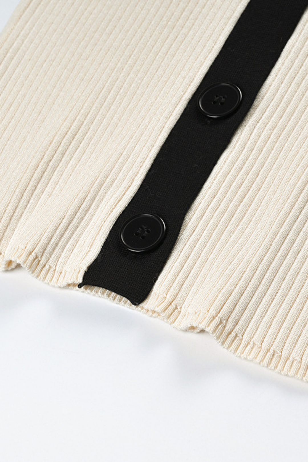 Desert Contrast Soft Wool V Neck Button Up  Top