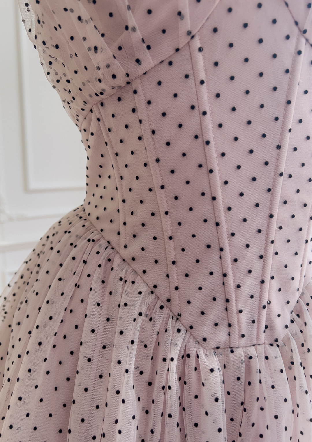 Petal Dusk Polka Mesh Maxi Dress