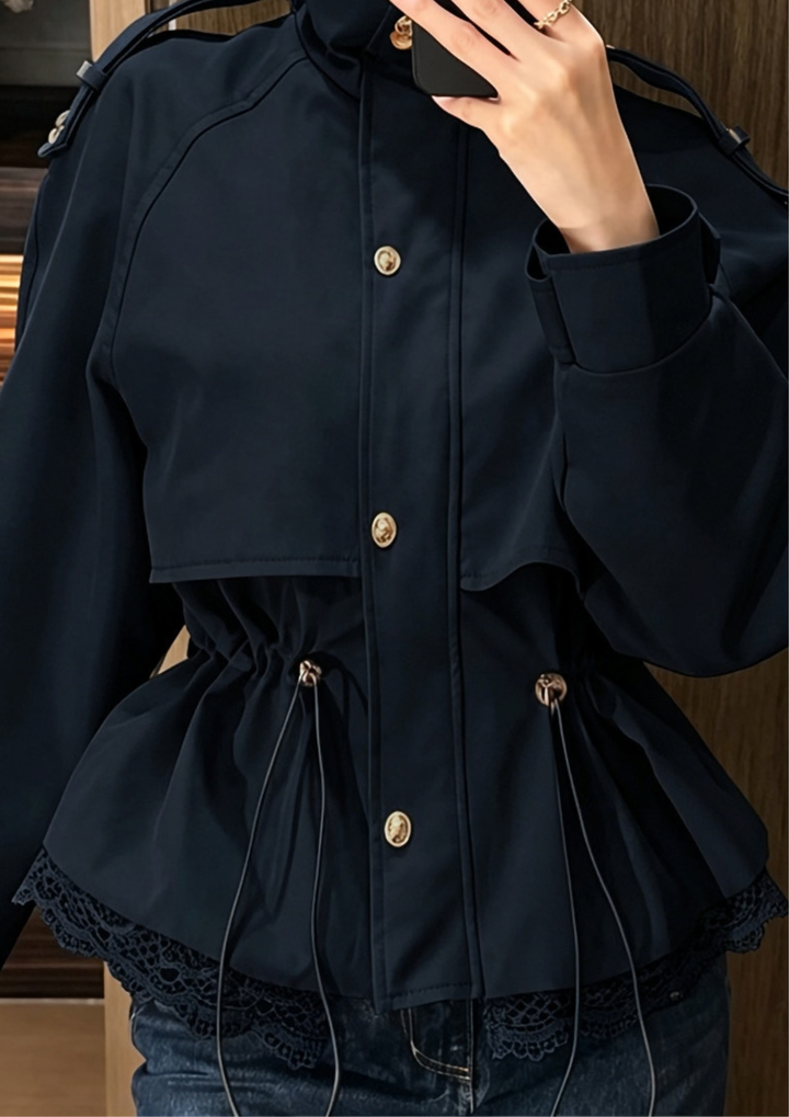 Elara Lace-Trim Utility Jacket