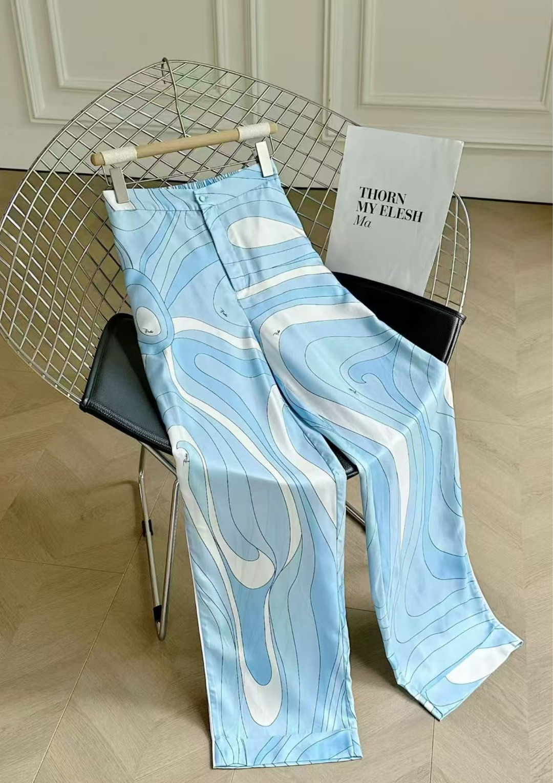 Ocean Wave Satin Shirt &amp; Pants Set