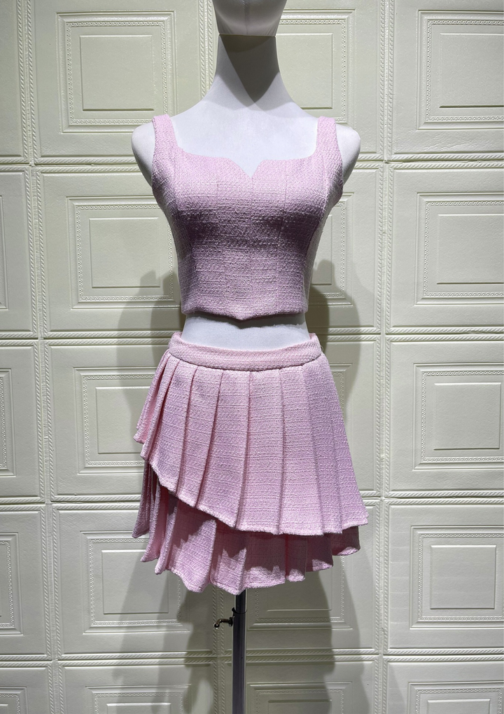 Luna Lace Up Pleated Mini Set