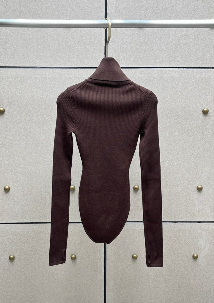 Soft Wool Knit Turtleneck Bodysuit