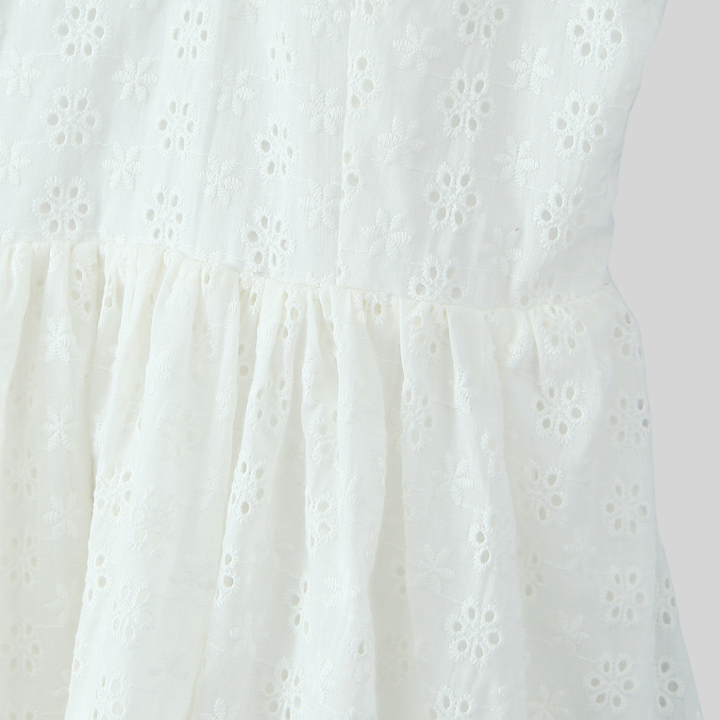 White Floral Bow Mini Dress