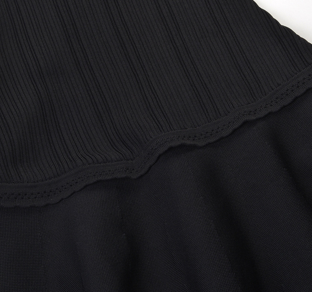 Ribbed Knit Flounce Hem Mini Dress