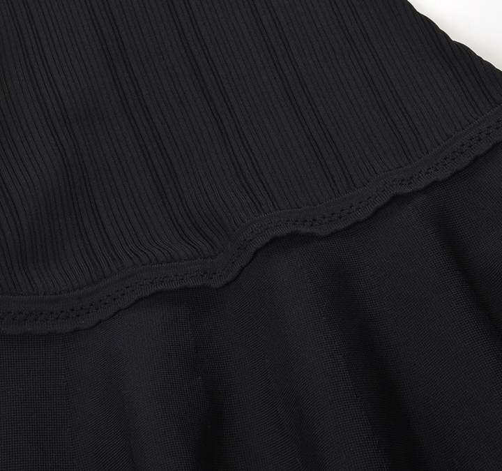 Ribbed Knit Flounce Hem Mini Dress