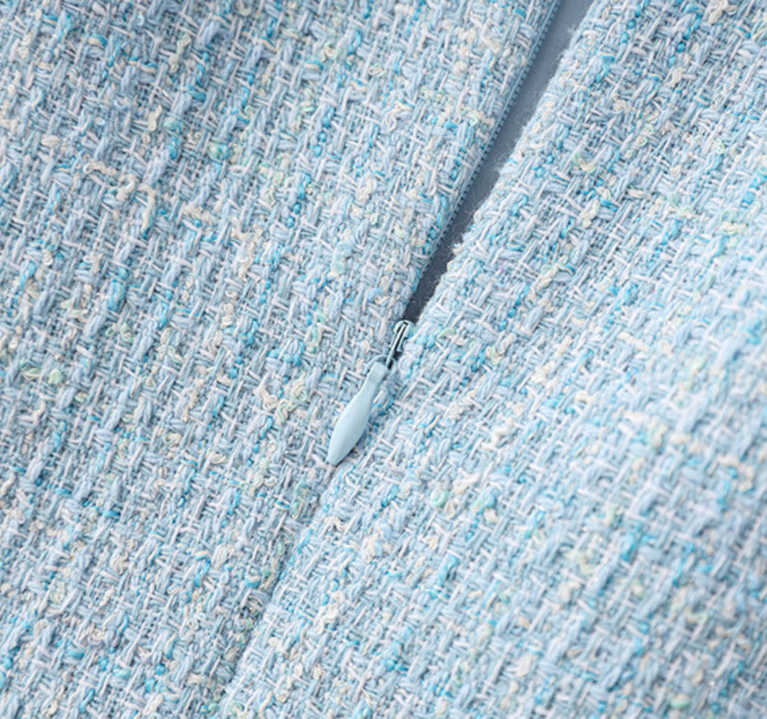 Sky Blue Tweed Shift Dress