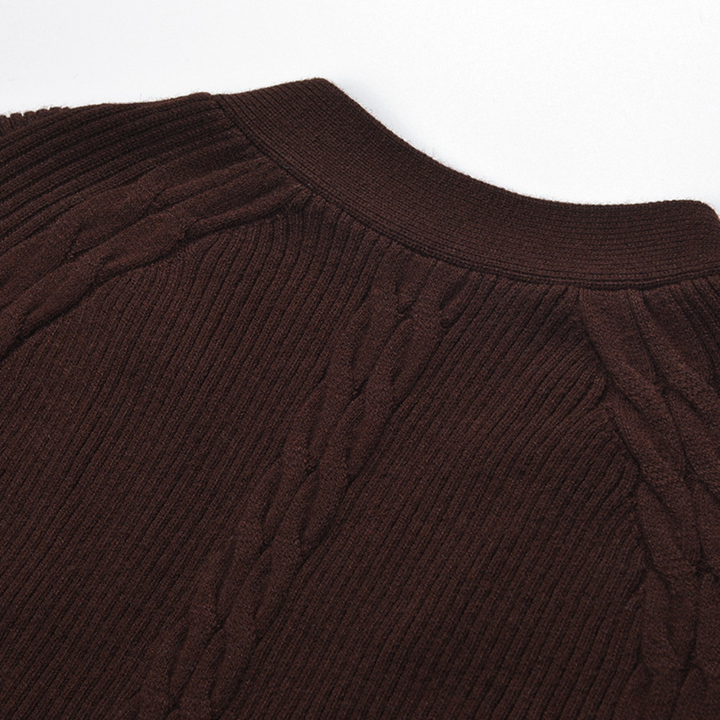 Mocha Lined Long Sleeve Wool Knit Maxi Dress