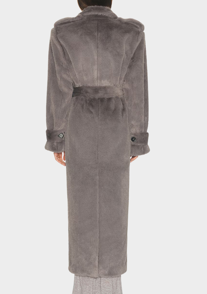 Faux Fur Belted Long Coat