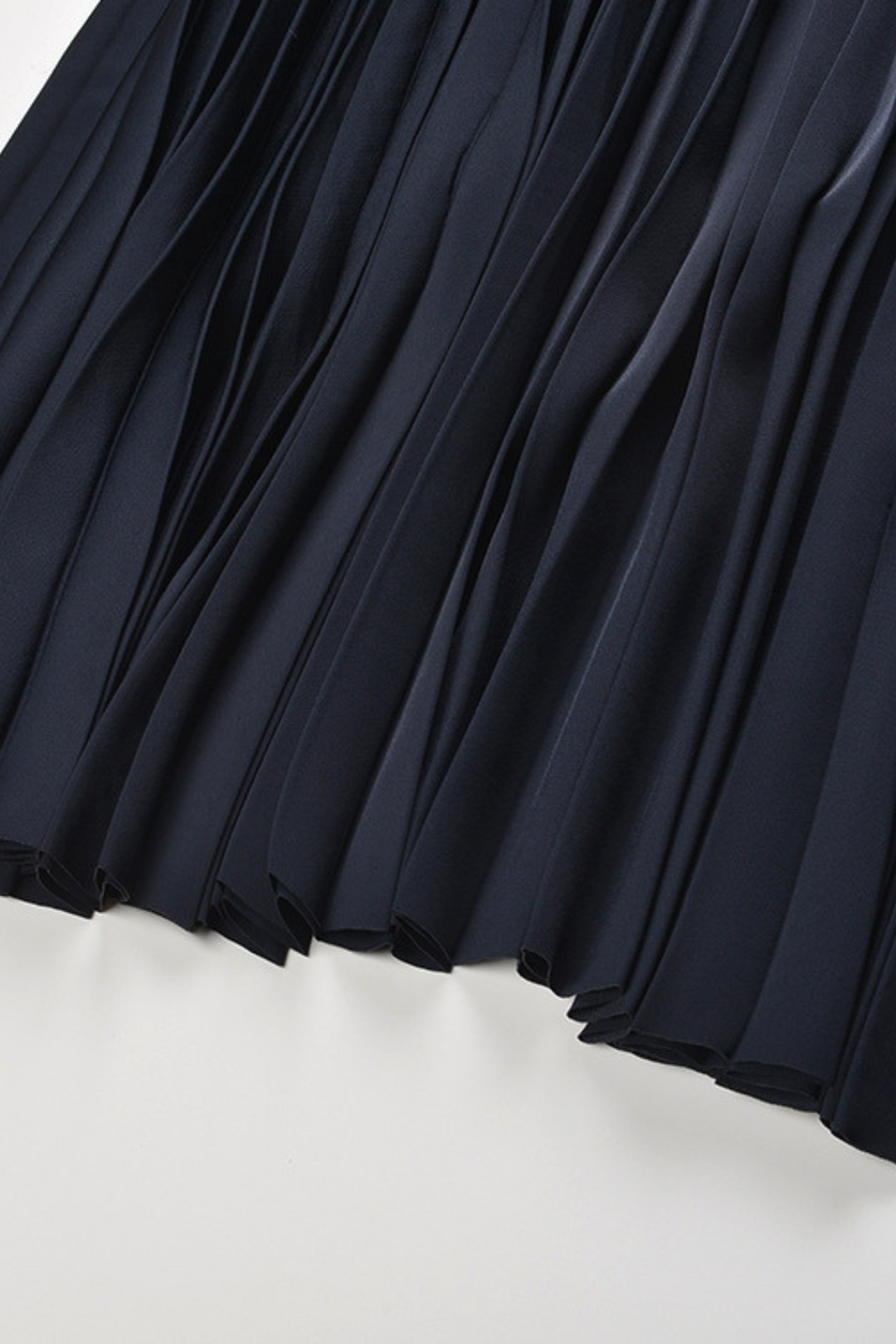 Lily – Navy Luxe Polo Collar Pleated Knit Mini Dress