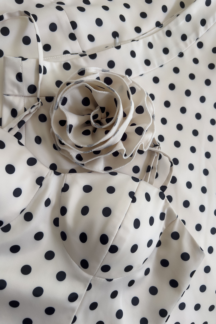 La Rosa Polka Luxe Satin Maxi Set