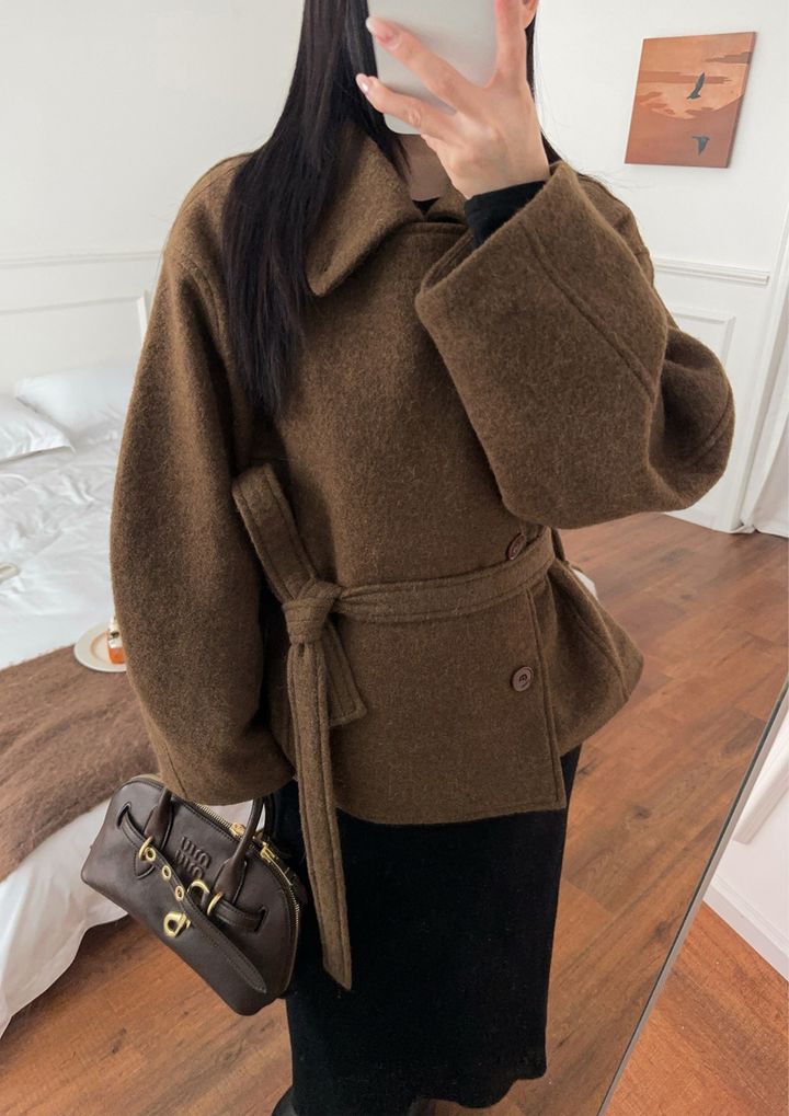 Wool Wrap Belted Jacket