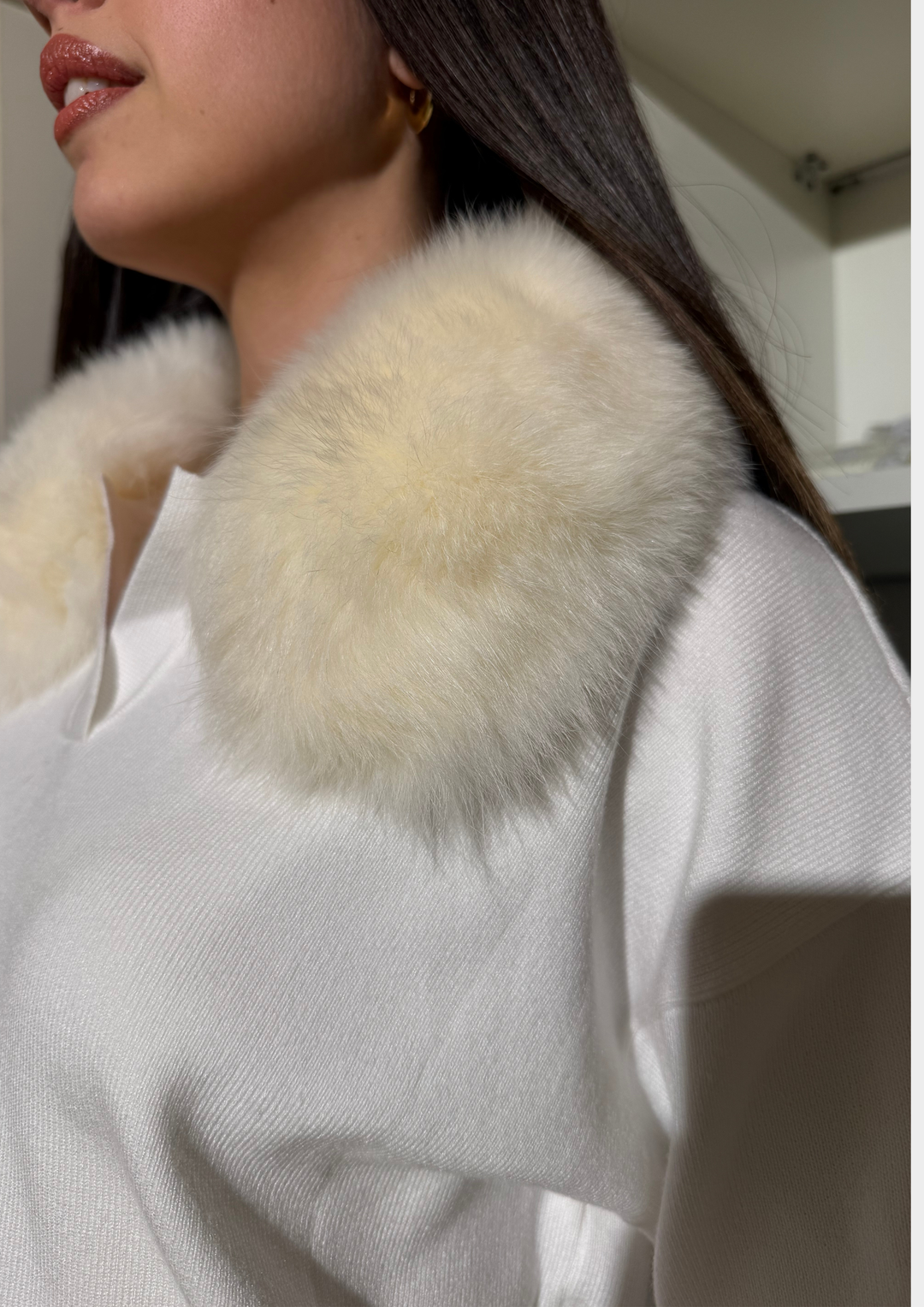 Velora Real Fox Fur Knit Lounge Set - Removable Fur Cuff & Neck