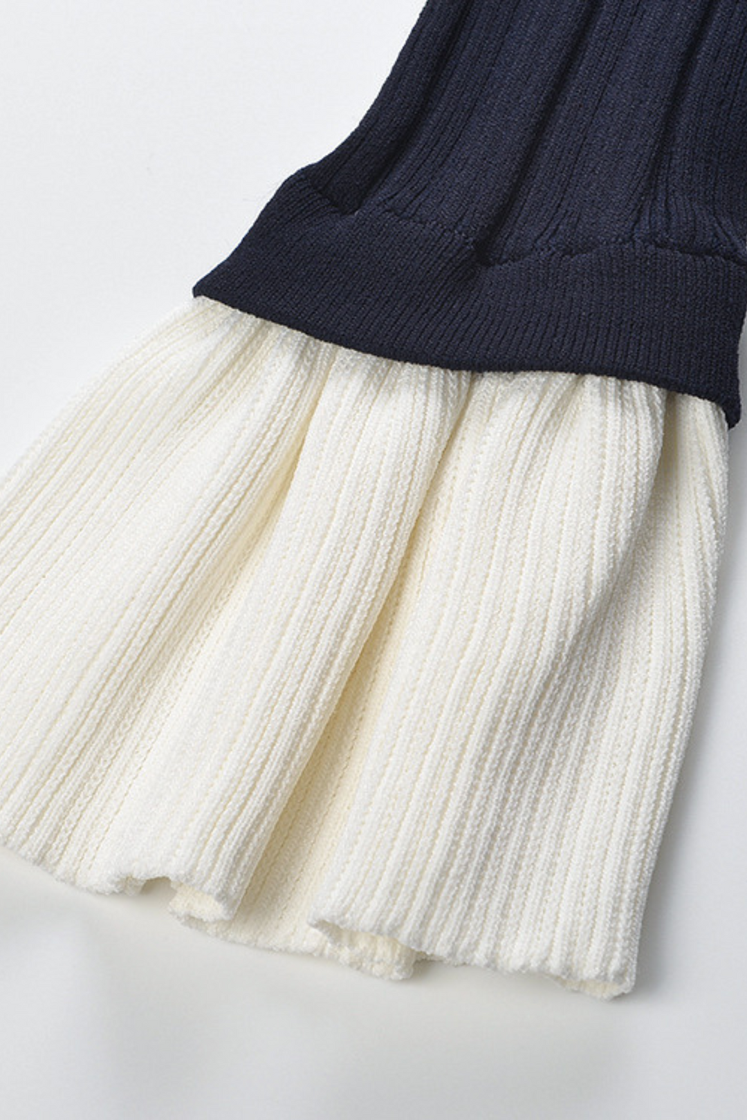 Royal Navy Viscose Knit Pleated Cuffs Maxi Dress