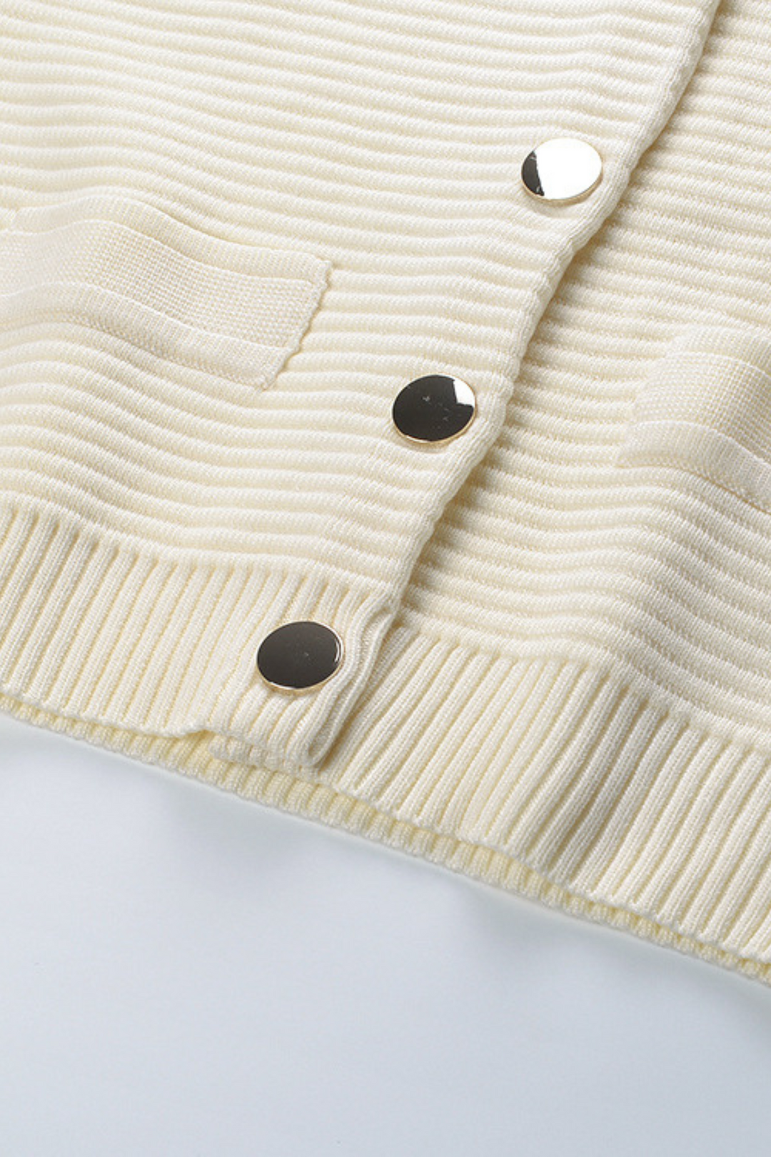 Round Neck Striped Buttoned Knit Wool Cardigan