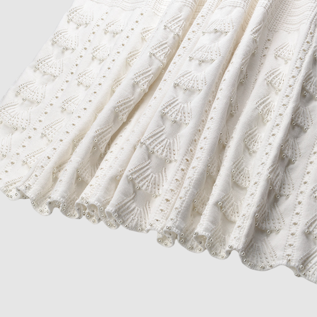 Ivory Pearl Ice  Knit Maxi Dress
