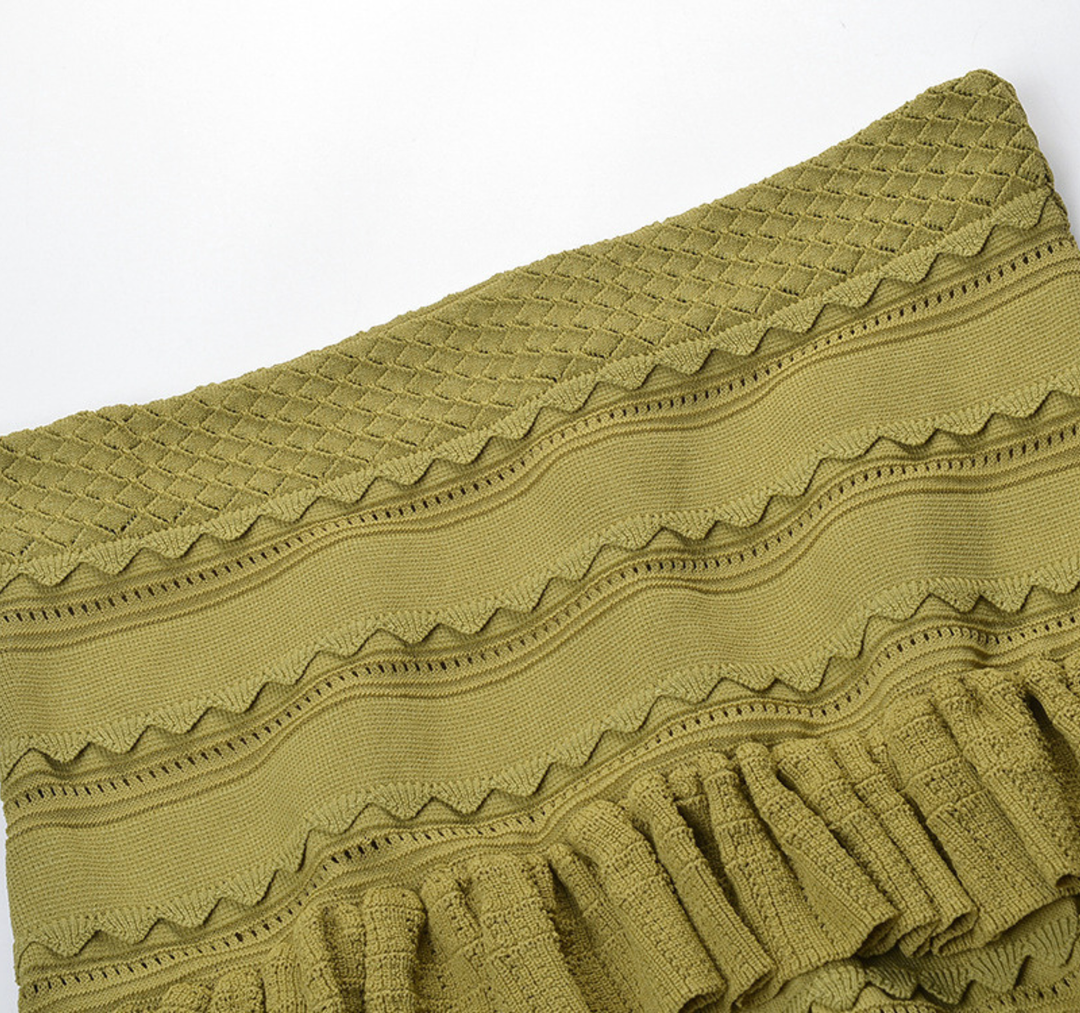 Ruffle Knit Top &amp; Skirt Set