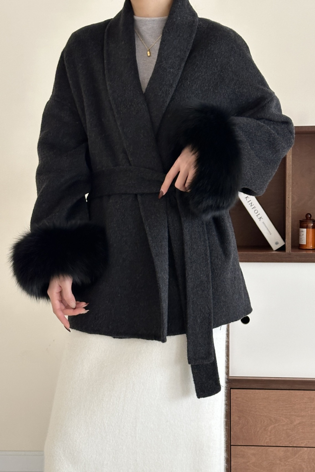 Siena Soft Wool  Cuff Shawl Wrap Coat