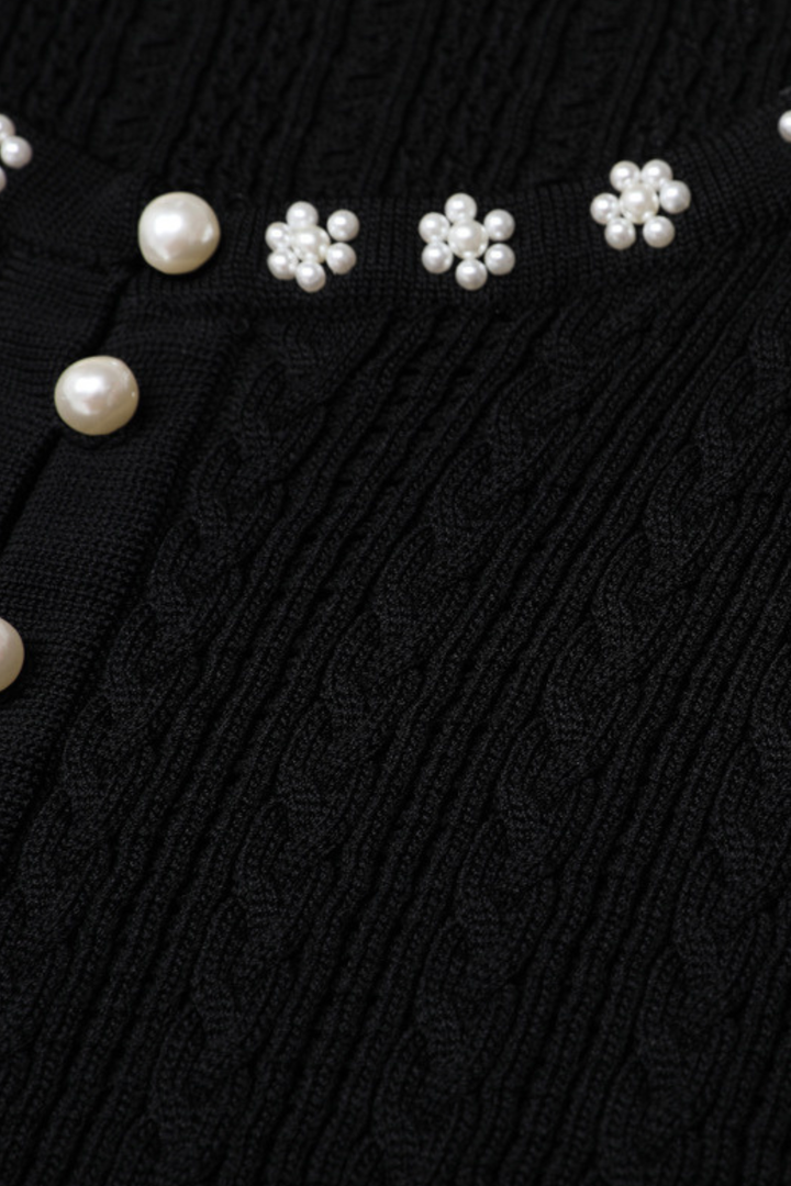 Rosette Pearl Knit Flower Cuffs  Top