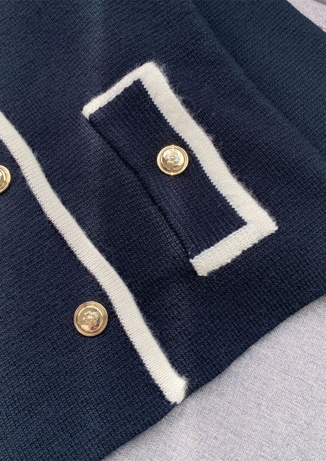 Clara Navy Contrast Trim Jacket