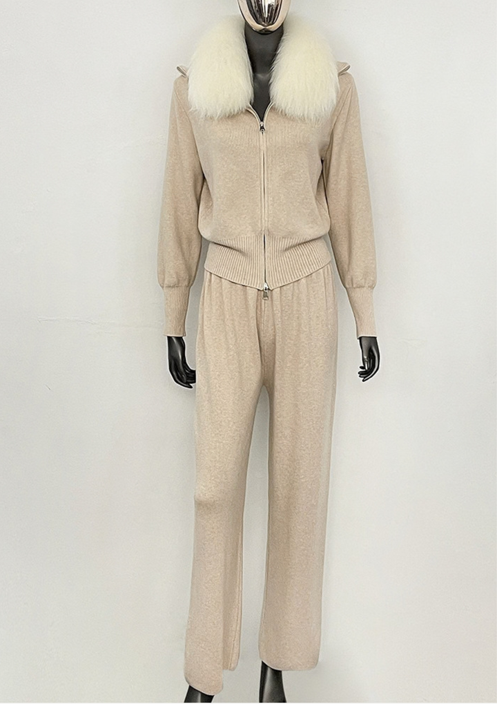 Celeste Fur Collar Knit Set