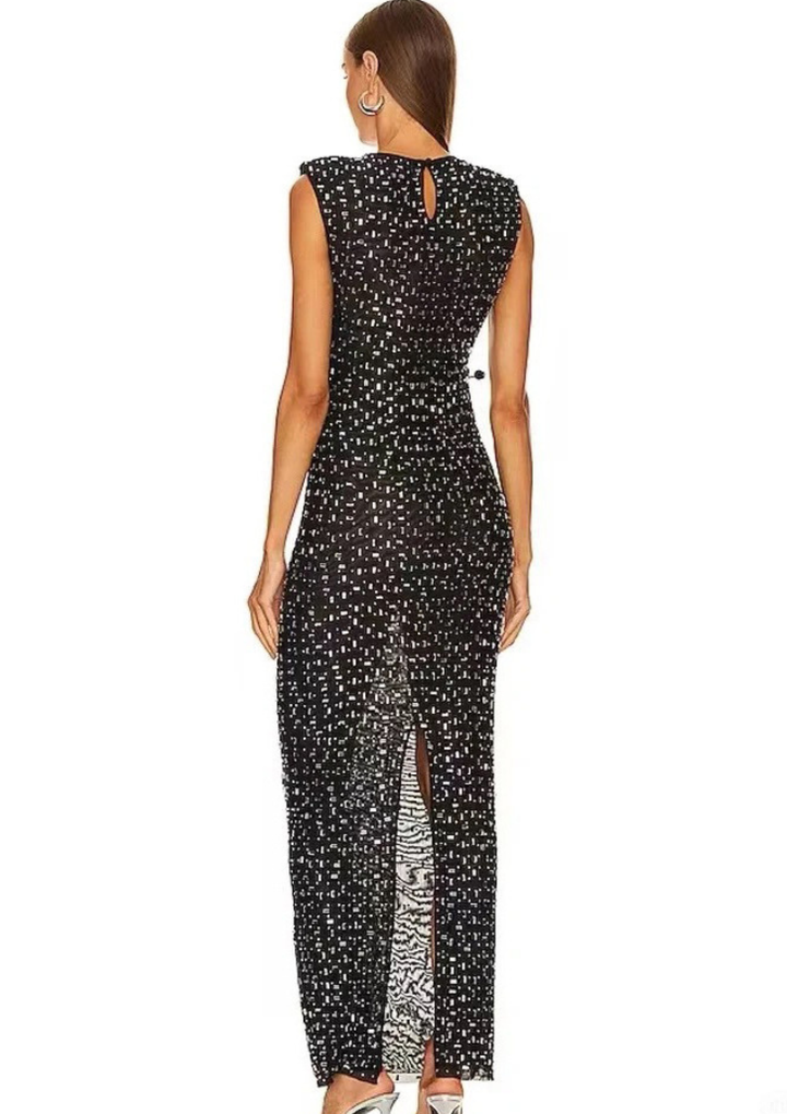 Midnight Crystal Cutout Maxi Dress