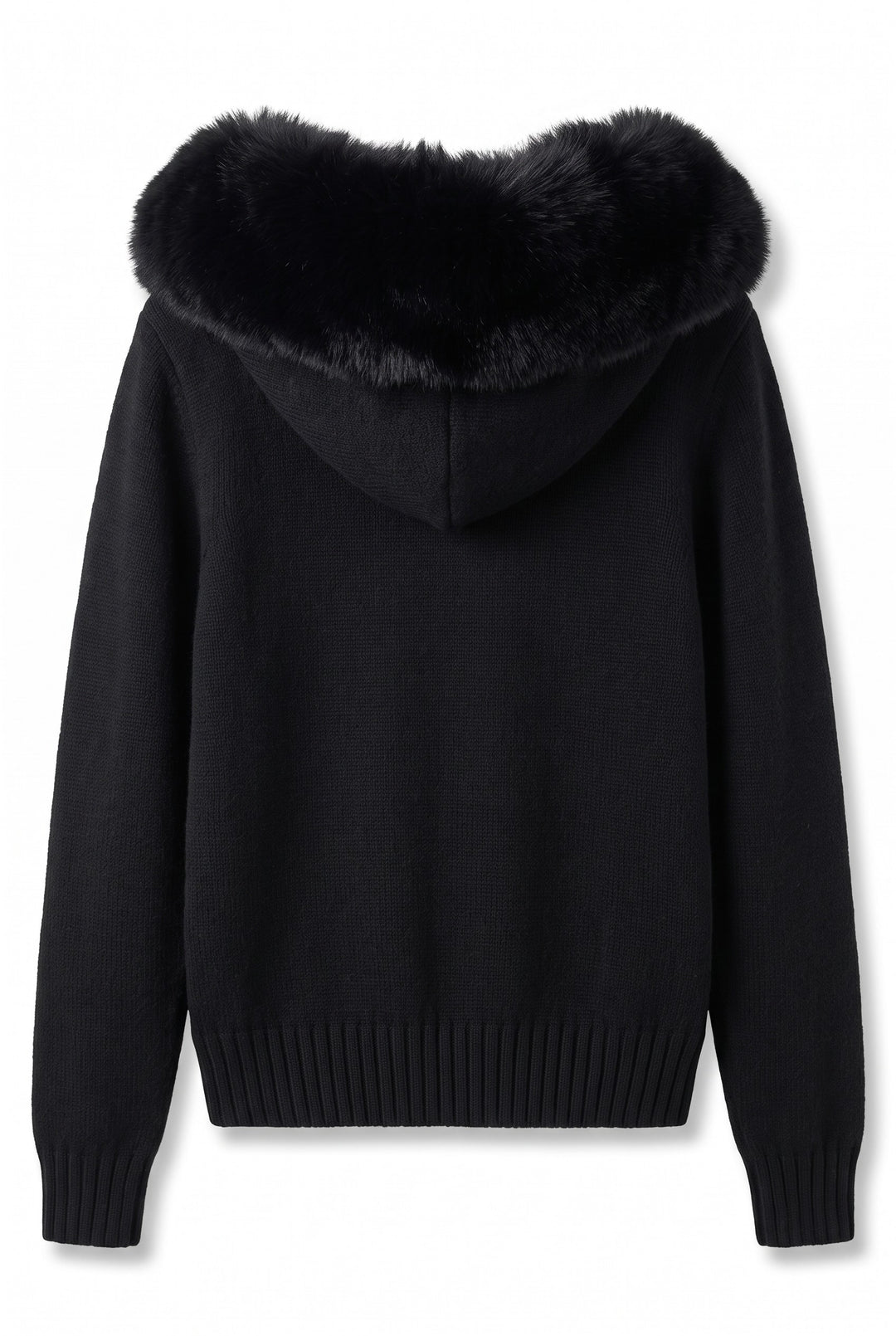 Fox Fur Collar Soft Wool Hooded jacket Top