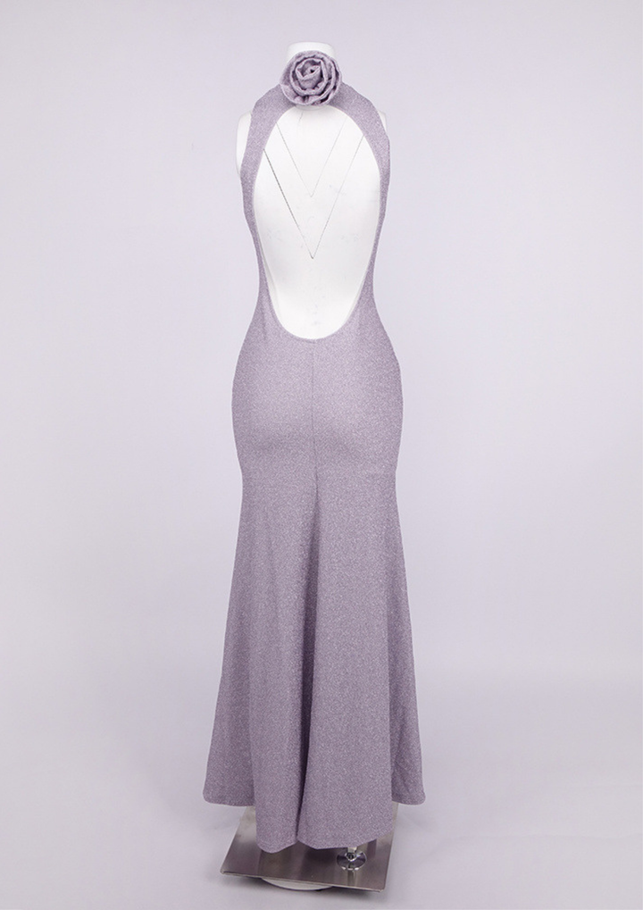 Luna Bloom Halter Backless Maxi Dress