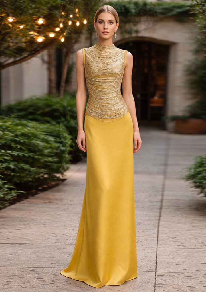 Shimmer Ruched Satin Mermaid Gown