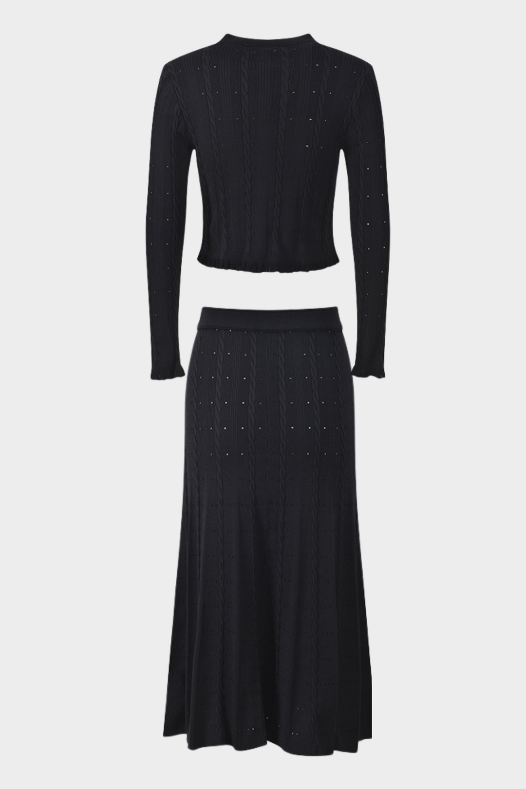 Lily – Knit Elegant Cardigan Top & High Waist Maxi Skirt Set