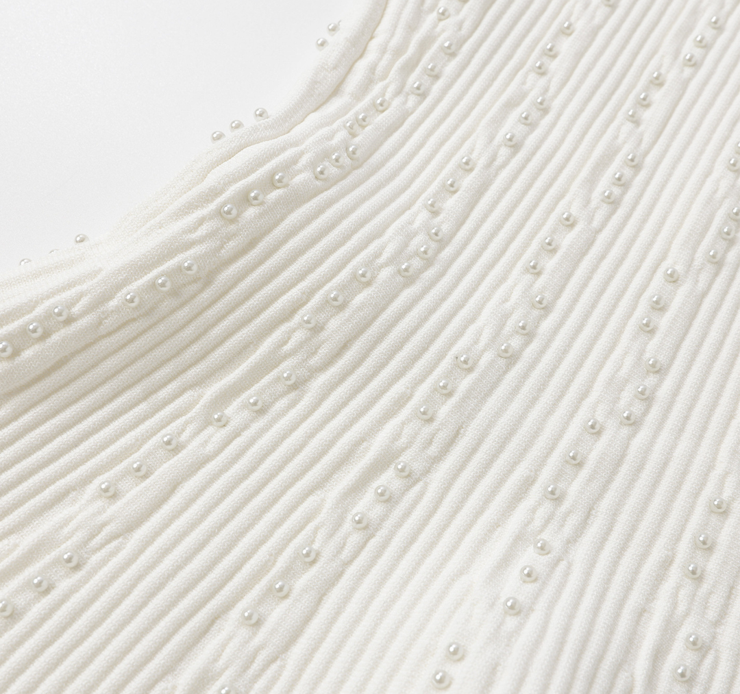 Pearl Embellished Knit Skater Dress