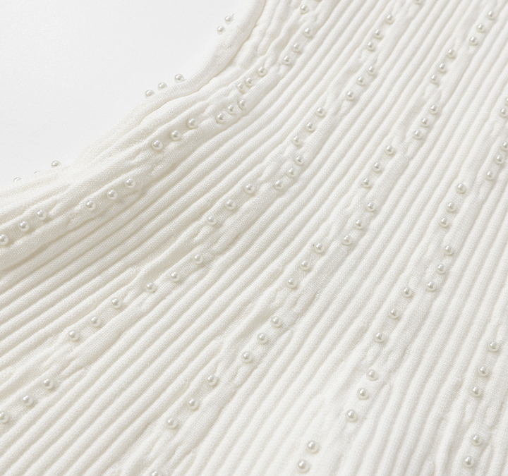 Pearl Embellished Knit Skater Dress