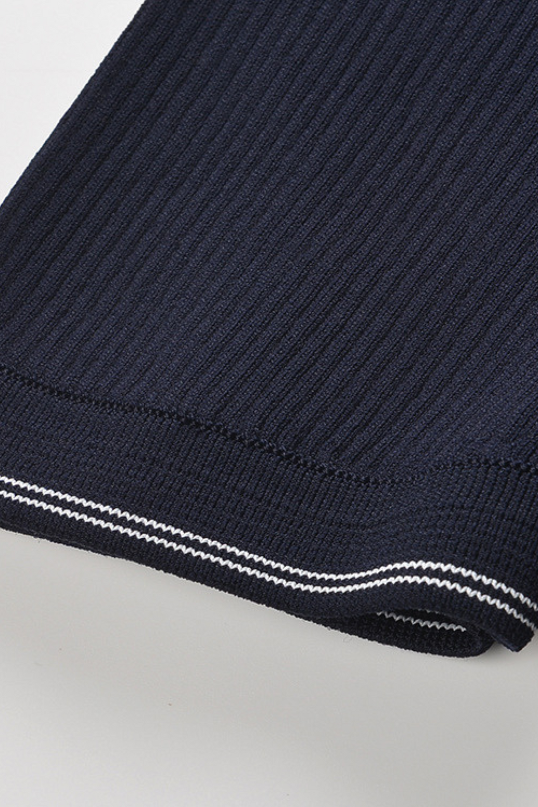 Lily – Navy Luxe Polo Collar Pleated Knit Mini Dress