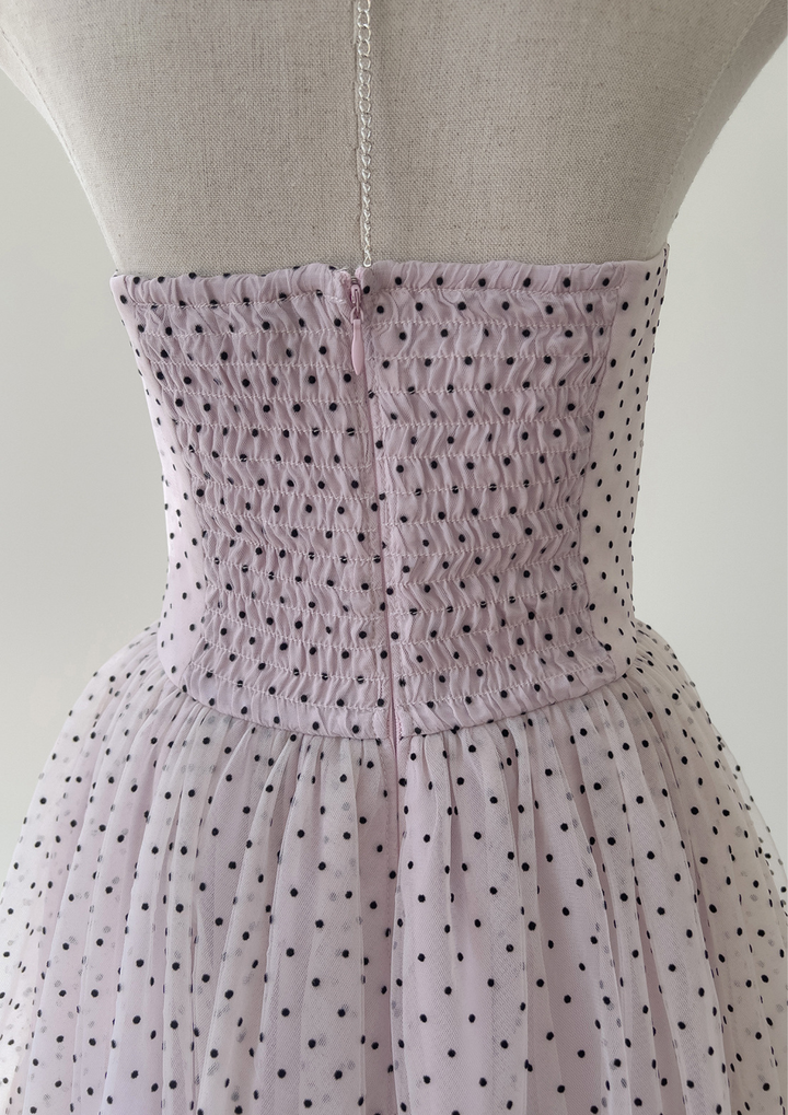 Petal Dusk Polka Mesh Maxi Dress