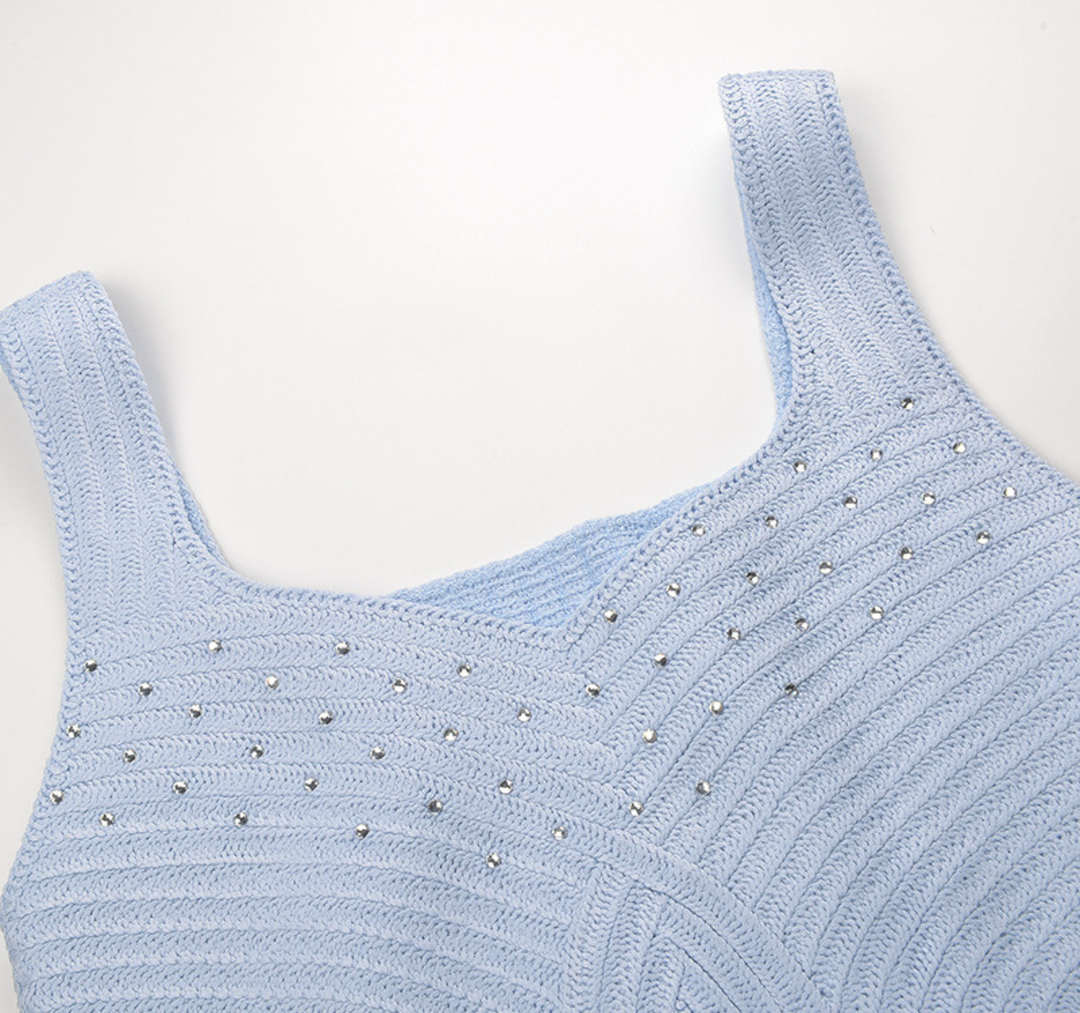 Crystal Embellished Knit Midi Dress