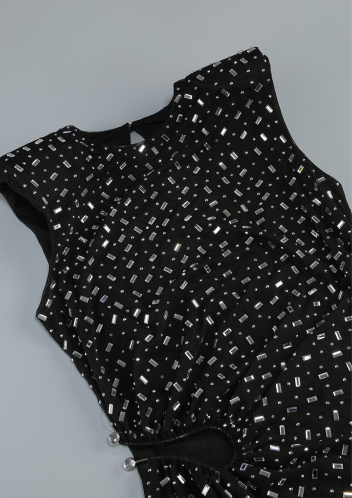 Midnight Crystal Cutout Maxi Dress