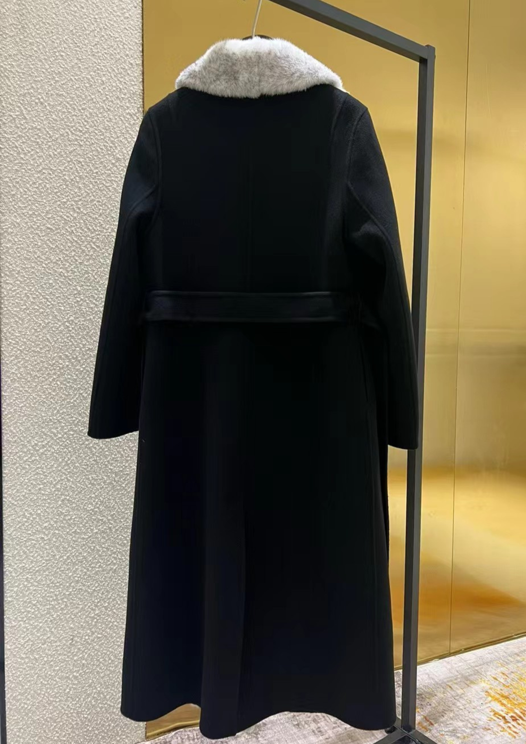 Alexandra Cashmere Fur Mink Belted Coat