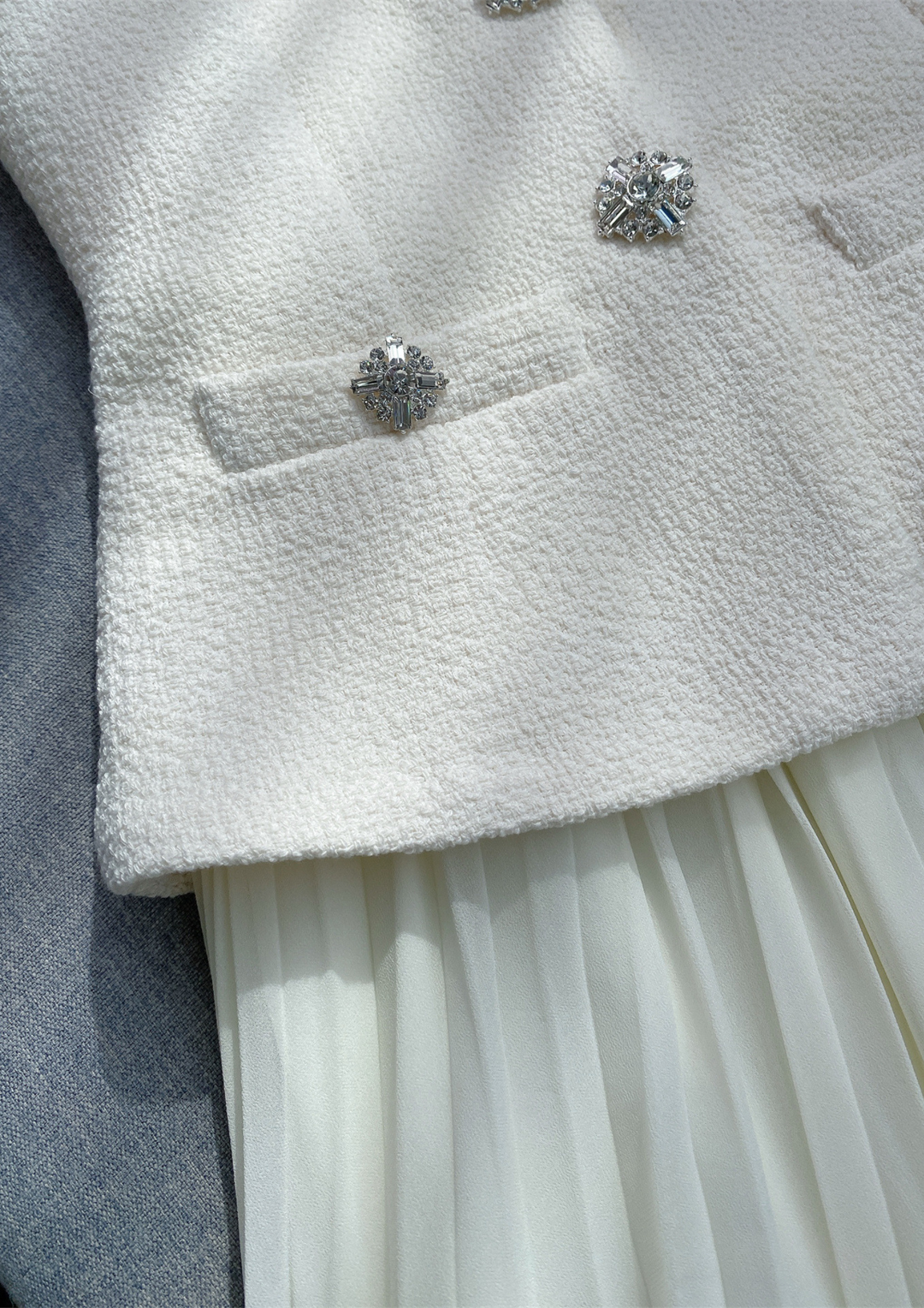 Tweed Elegance Mesh Knit Maxi Dress