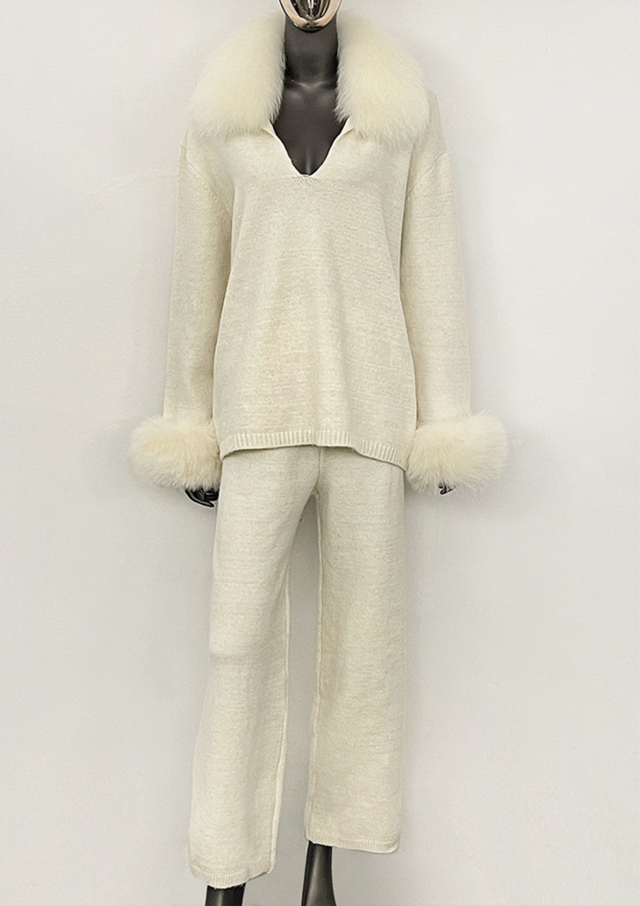 Serena Fur Collar Knit Set