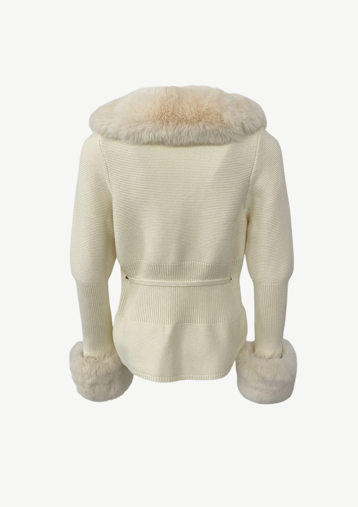 Elara Fur Trim Knit Cardigan