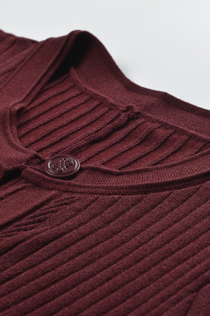 Luxe Viscose Button Down Knit Maxi Dress In Burgundy