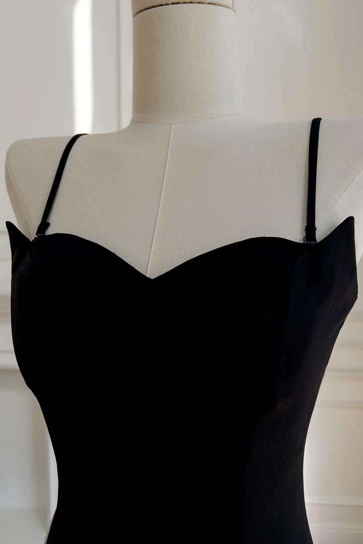 Noir Rosette Polka Back Tie Mini Dress