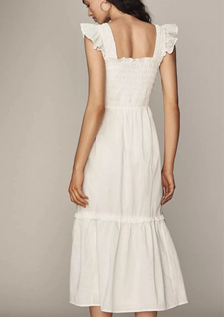 Ivory Meadow Smocked Midi Dress
