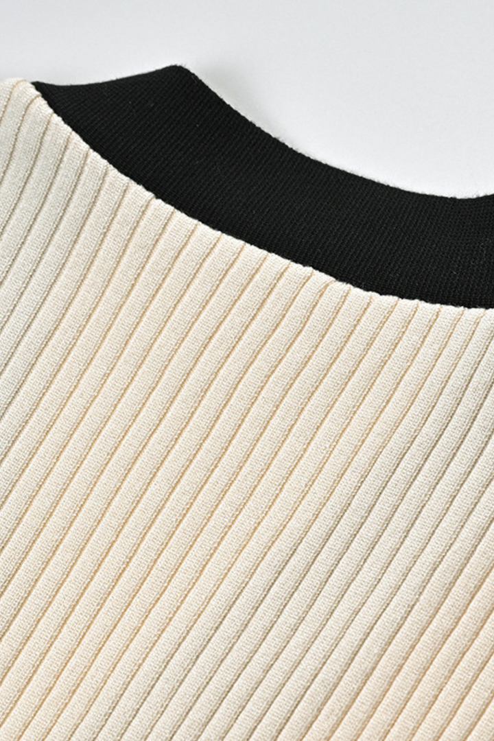 Desert Contrast Soft Wool V Neck Button Up  Top