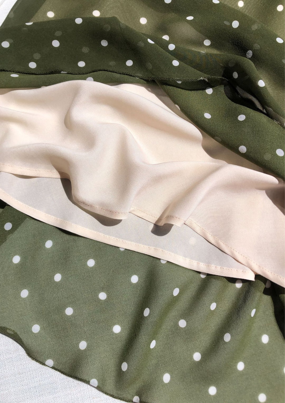 Olive Polka Mulbery Silk Mini Dress