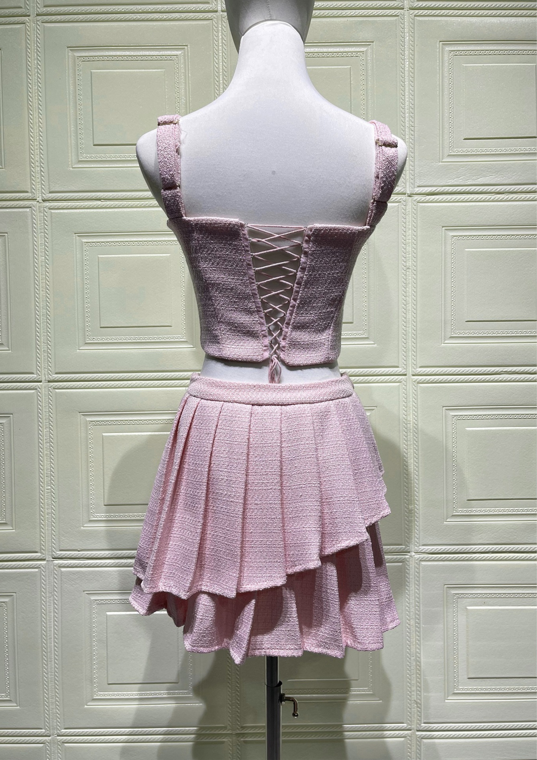 Luna Lace Up Pleated Mini Set