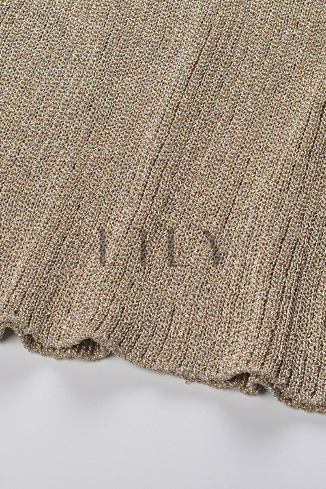 Golden Sand Chain Ribbed Knit Maxi Dress